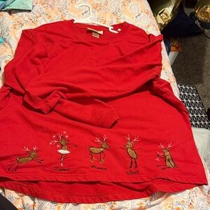 Vintage M&C sportswear Red Reindeer Embroidered Sweatshirt